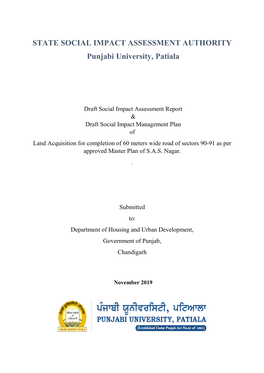 STATE SOCIAL IMPACT ASSESSMENT AUTHORITY Punjabi University, Patiala