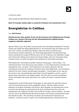 Energiekrise in Cottbus