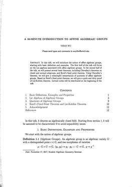 Affine Algebraic Groups