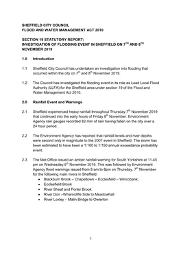 Sheffield Section 19 Flood Investigation Report