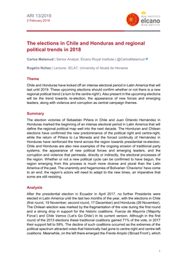 The Elections in Chile and Honduras and Regional Political Trends in 2018