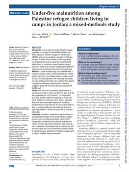 Under-Five Malnutrition Among Palestine