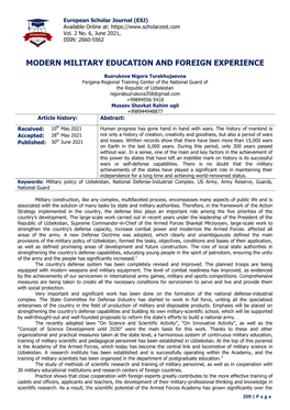 Modern Military Education and Foreign Experience