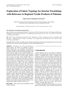 Exploration of Fabric Typology for Interior Furnishings with Reference to Regional Textile Products of Pakistan