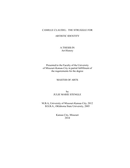 Camille Claudel: the Struggle For