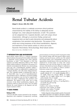 Renal Tubular Acidosis