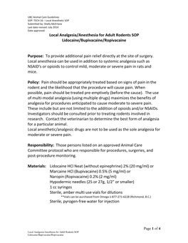 Bupivacaine/Ropivacaine