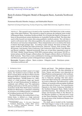 Basin Evolution Palispatic Model of Bonaparte Basin, Australia Northwest Shelf