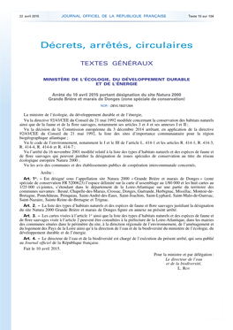 JOURNAL OFFICIEL DE LA RÉPUBLIQUE FRANÇAISE Texte 10 Sur 104