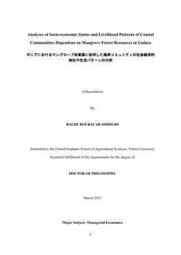 Analyses of Socio-Economic Status and Livelihood Patterns of Coastal Communities Dependent on Mangrove Forest Resources in Guinea