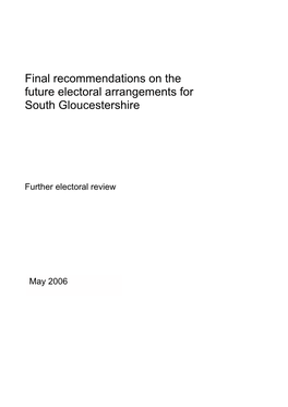 Final Recommendations on the Future Electoral Arrangements for South Gloucestershire