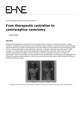 From Therapeutic Castration to Contraceptive Vasectomy