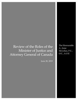 Review of the Roles of the Minister of Justice and Attorney General of Canada