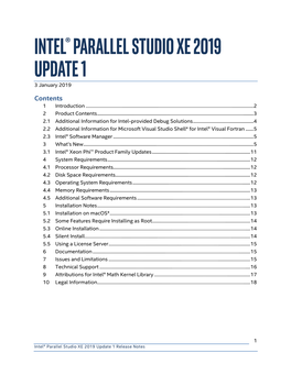 Intel® Parallel Studio Xe 2019 Update 1 3 January 2019