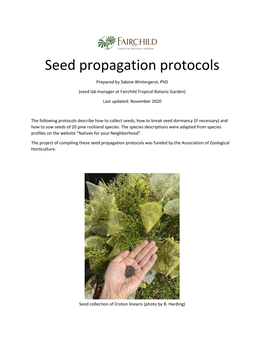 Seed Propagation Protocols for 20 Pine Rockland Species