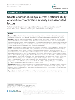 A Cross-Sectional Study of Abortion Complication Severity And