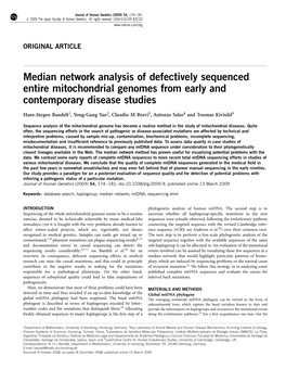 Median Network Analysis of Defectively Sequenced Entire Mitochondrial Genomes from Early and Contemporary Disease Studies