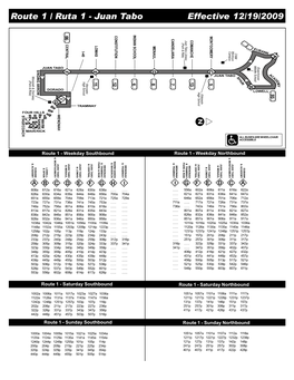 Route 1 / Ruta 1 - Juan Tabo Juan 1 - / Ruta 1 Route Effective 12/19/2009 Route 2 / Ruta 2 Effective 12/19/2009 Eubank Blvd