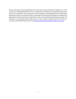 1 Notice to the Editor (Not to Be Published): This Manuscript Has Been Authored by UT-Battelle, LLC, Under Contract No. DE-AC05