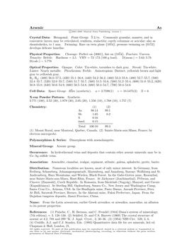 Arsenic As C 2001-2005 Mineral Data Publishing, Version 1