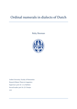 Ordinal Numerals in Dialects of Dutch