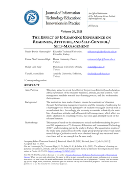 The Effect of E-Learning Experience on Readiness, Attitude, and Self