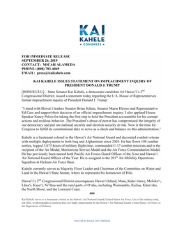 Kahele Impeachment Press Release DRAFT 0235PM