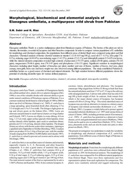 Elaeagnus Umbellata, a Multipurpose Wild Shrub from Pakistan