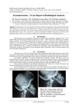 Pycnodysostosis: a Case Report of Radiological Analysis