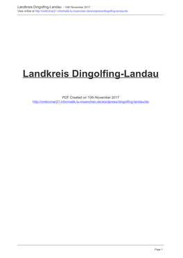 Landkreis Dingolfing-Landau - 10Th November 2017 View Online At