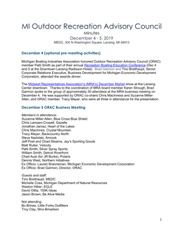 Michigan Outdoor Recreation Advisory Council Minutes