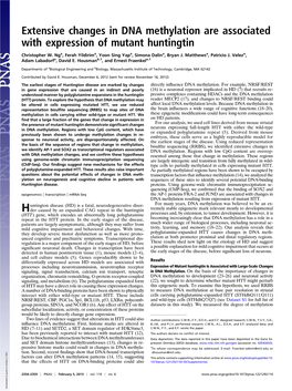 Extensive Changes in DNA Methylation Are Associated with Expression of Mutant Huntingtin