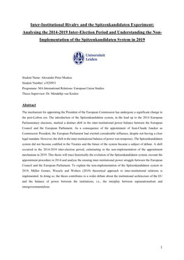 Inter-Institutional Rivalry and the Spitzenkandidaten Experiment