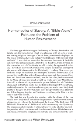 Hermeneutics of Slavery 47