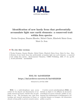 Identification of New Hardy Ferns That Preferentially