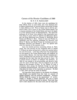 Careers of Six Hoosier Candidates of 1860 by H