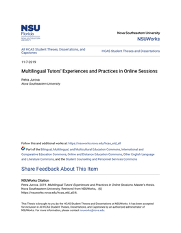 Multilingual Tutors' Experiences and Practices in Online Sessions