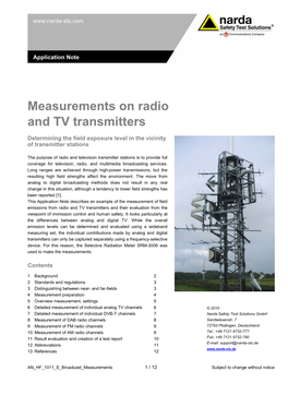 Measurements on Radio and TV Transmitters