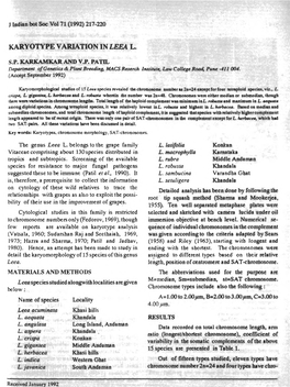 Karyotype Variation in Leea L