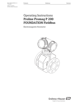 Proline Promag P 200 FOUNDATION Fieldbus Electromagnetic Flowmeter Proline Promag P 200 FOUNDATION Fieldbus