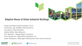 Adaptive Reuse of Urban Industrial Buildings