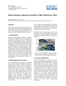 Deep Tectonics Exposed in Northern Valles Marineris, Mars