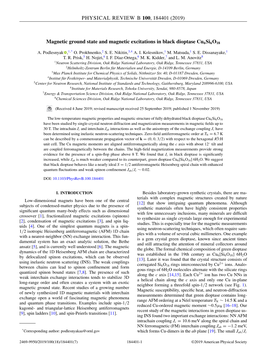 Magnetic Ground State and Magnetic Excitations in Black Dioptase ${\Rm