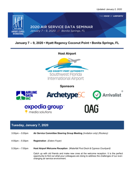 January 7 – 9, 2020 • Hyatt Regency Coconut Point • Bonita Springs, FL