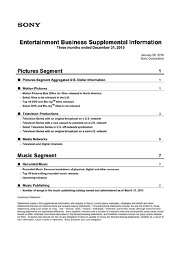 Supplemental Information Three Months Ended December 31, 2015