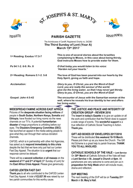 Parish Gazette Week 3 Lent 2017