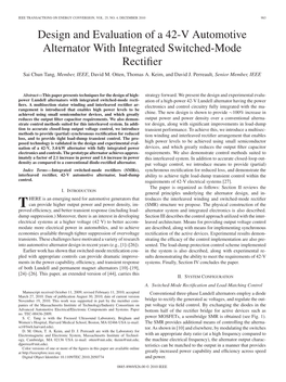 Design and Evaluation of a 42-V Automotive Alternator with Integrated Switched-Mode Rectiﬁer Sai Chun Tang, Member, IEEE, David M