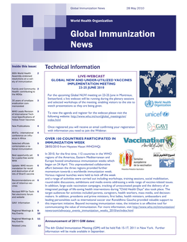 Global Immunization News 28 May 2010