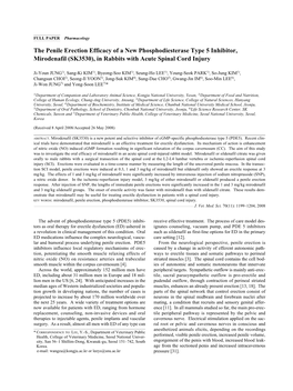 The Penile Erection Efficacy of a New Phosphodiesterase Type 5 Inhibitor, Mirodenafil (SK3530), in Rabbits with Acute Spinal Cord Injury