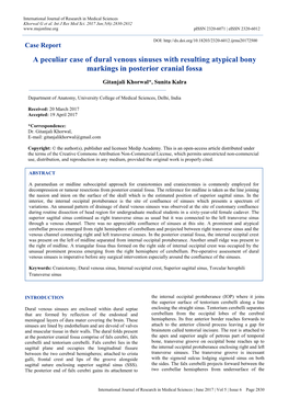 A Peculiar Case of Dural Venous Sinuses with Resulting Atypical Bony Markings in Posterior Cranial Fossa